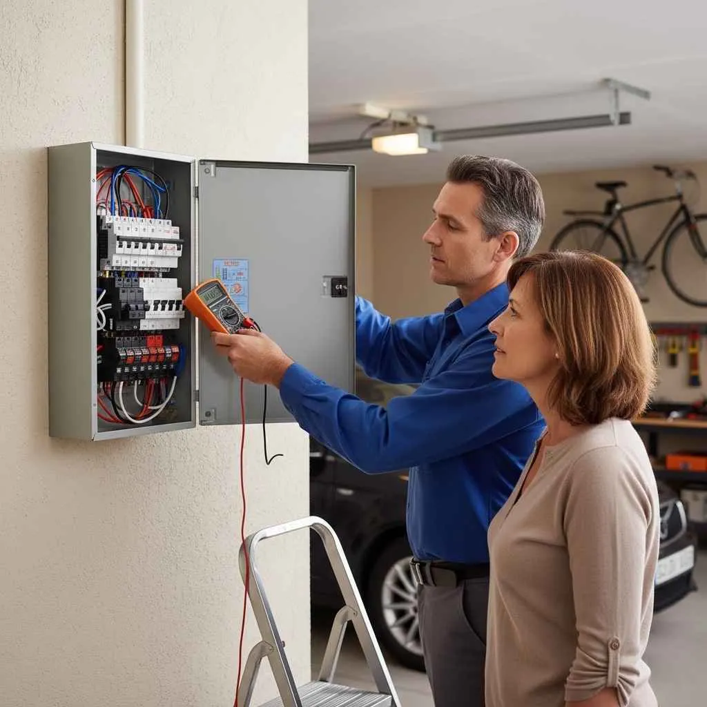 Homeowner consulting with electrician