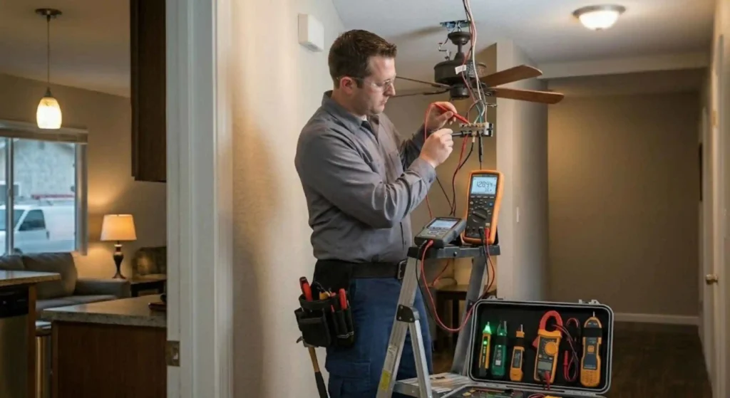 electrical testing tools in use