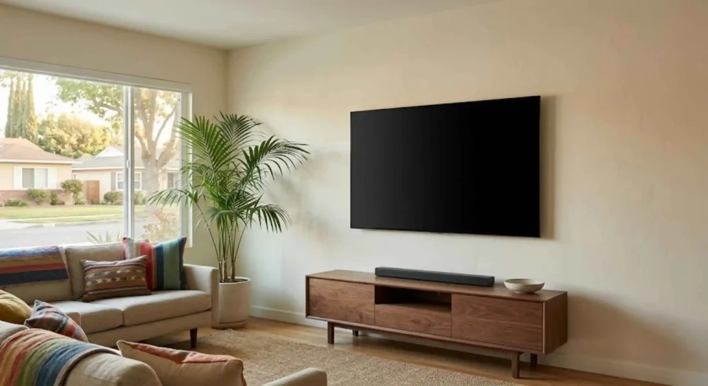 Professional TV mounting and cable concealment in Reseda home