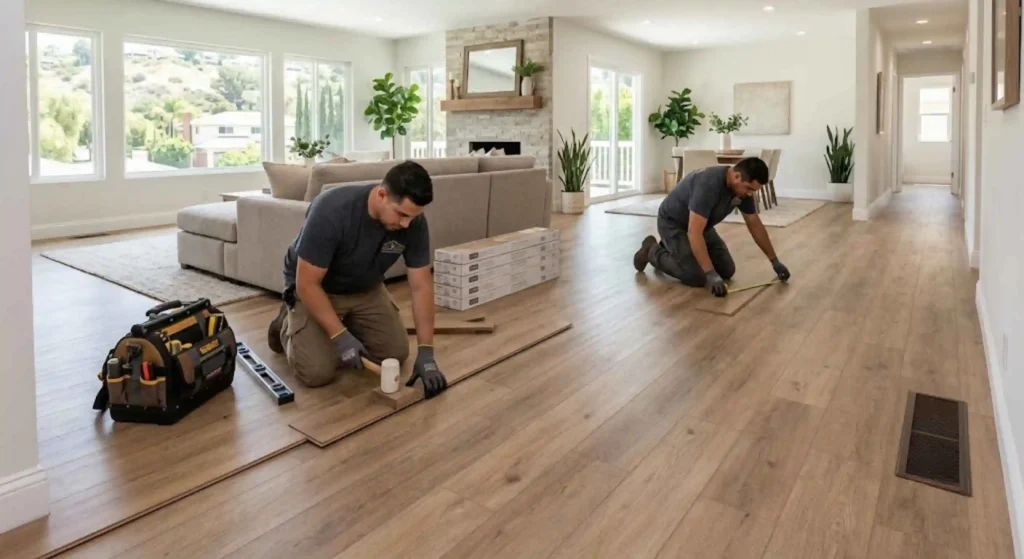 Professional laminate flooring installation in Tarzana home