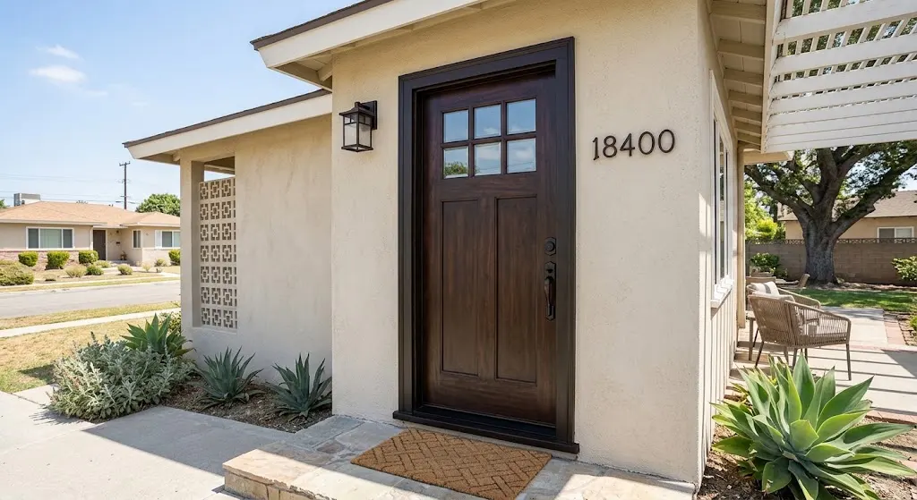 New professionally installed entry door on a Reseda home